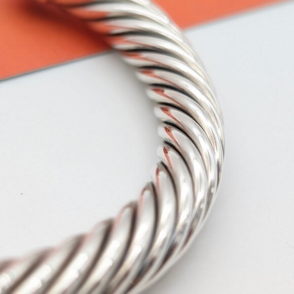 DAVID YURMAN Sterling Silver 7mm Classic Cable Station Black Diamond Bracelet - Picture 10 of 10